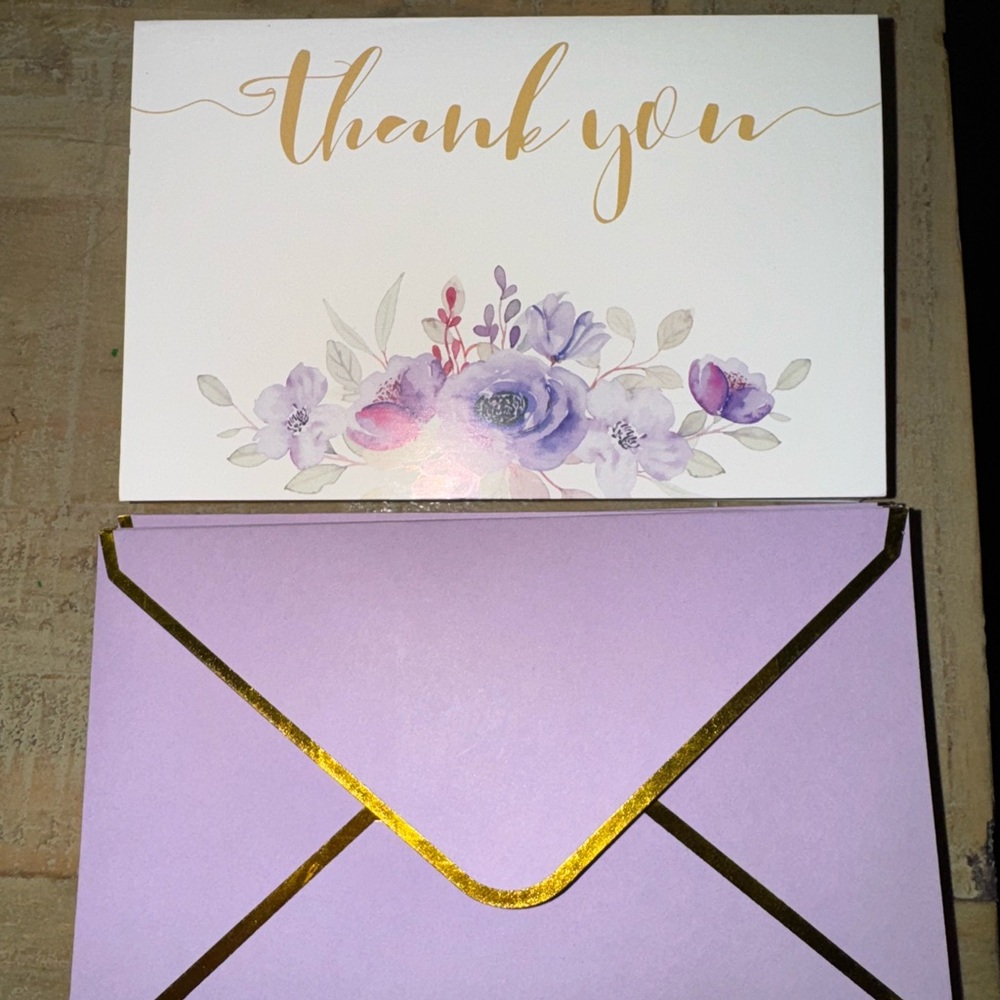 28 Purple Thank You Cards with Gold Accents